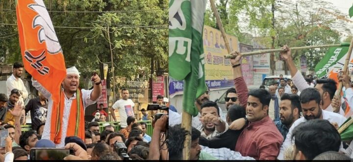 भाजपा-कांग्रेस कार्यकर्ताओं के बीच मारपीट.. भाजपा प्रदेश अध्यक्ष के पोस्टर पर कालिख पोतने पर हुई झुमाझटकी… भाजयुमो जिला अध्यक्ष के सिर फटने के बाद कांग्रेस भवन का घेराव….