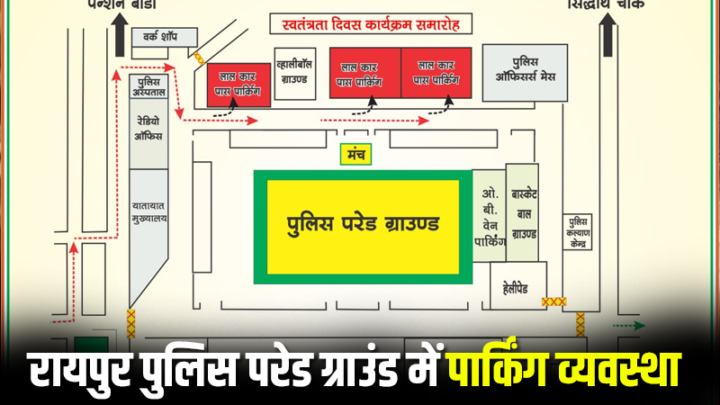 रायपुर पुलिस परेड ग्राउंड पर 15 अगस्त के लिए ऐसी रहेंगी पार्किंग व्यवस्था….इन सामानों पर रहेगा प्रतिबंध….