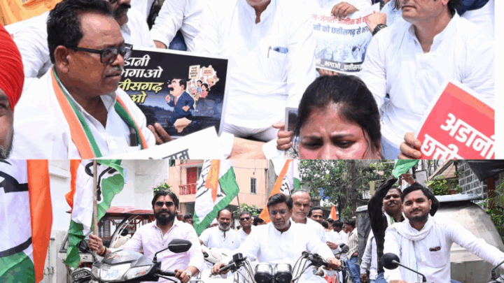 पंकज शर्मा के नेतृत्व में कांग्रेसजनों ने मैग्नेटो माल के पास आर्थिक नाकेबंदी की