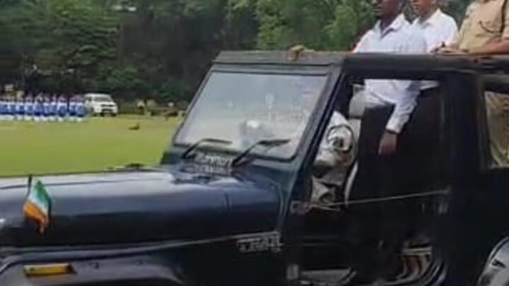 तिरंगे का अपमान: कोरबा जिले में एसपी की गाड़ी में उल्टा लगा तिरंगा