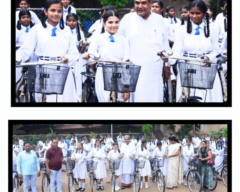 लक्ष्मीनारायण कन्या शाला गुरुकुल में छात्राओ को 160 सायकिल का शिक्षा समिति के उपाध्यक्ष अजय तिवारी के द्वारा वितरण