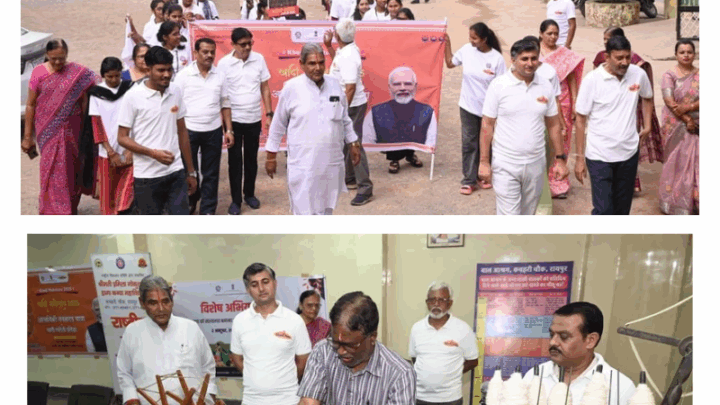 खादी कपड़े  को प्रोत्साहित करने अभियान में डागा कालेज के छात्राओ ने रैली निकाली