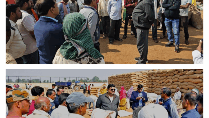 मंत्री गजेन्द्र ने बिरेझर उपार्जन केन्द्र में धान खरीदी की लिया जानकारी,दुर्ग जिले में अब तक 78 हजार 707.80 मीट्रिक टन धान की खरीदी