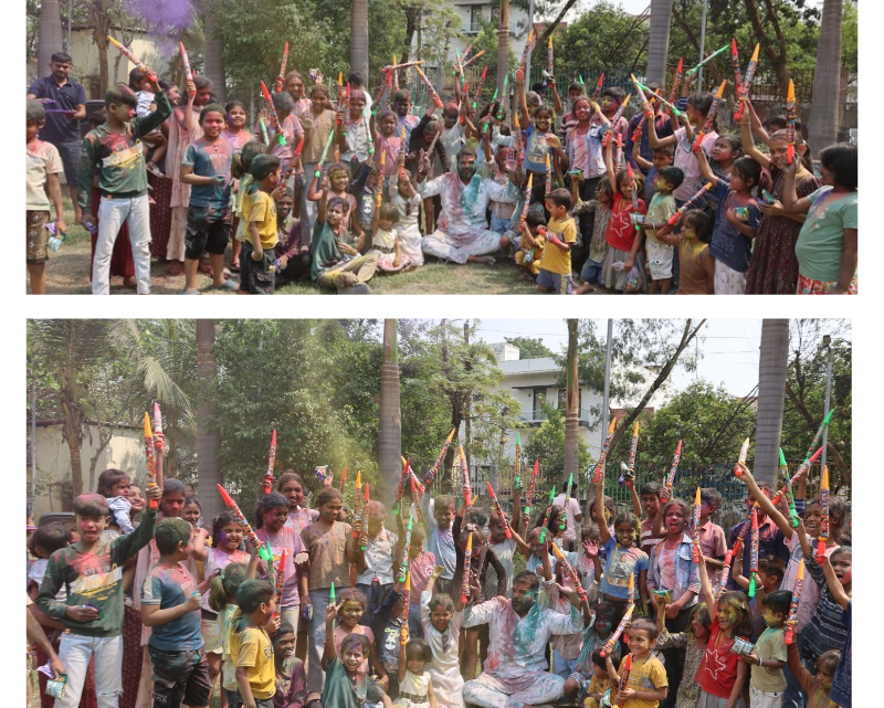 नटखट बच्चों की टोली के साथ नेता प्रतिपक्ष आकाश तिवारी ने खेली होली