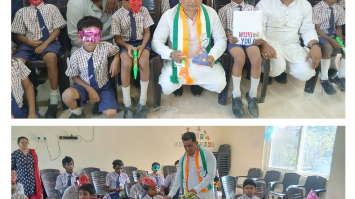 कांग्रेस पार्टी ने दिव्यांग दिव्यांग बच्चों के साथ मनाई होली का पर्