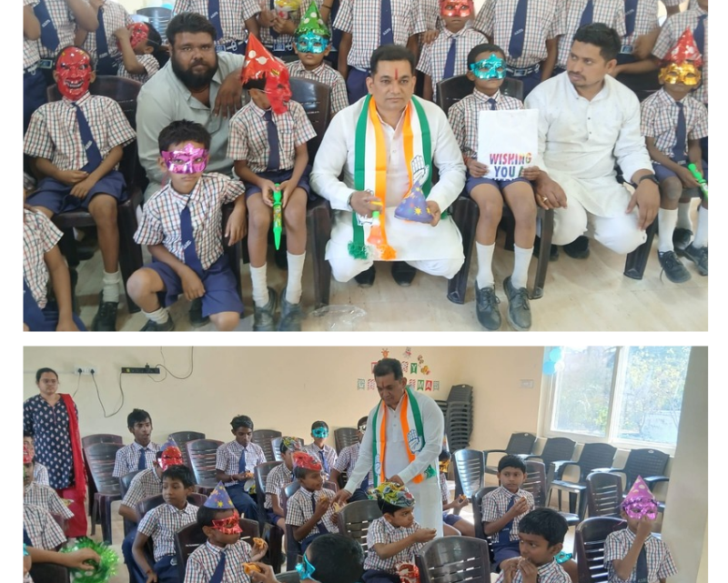 कांग्रेस पार्टी ने दिव्यांग दिव्यांग बच्चों के साथ मनाई होली का पर्