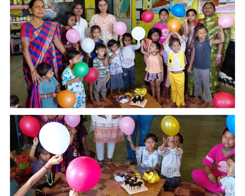 तारा साहू नर्सिंग ऑफिसर स्वास्थ्य केंद्र भाटागांव ने पुत्र गौरव का जन्मदिन आंगनबाड़ी केंद्र में मनाया गया