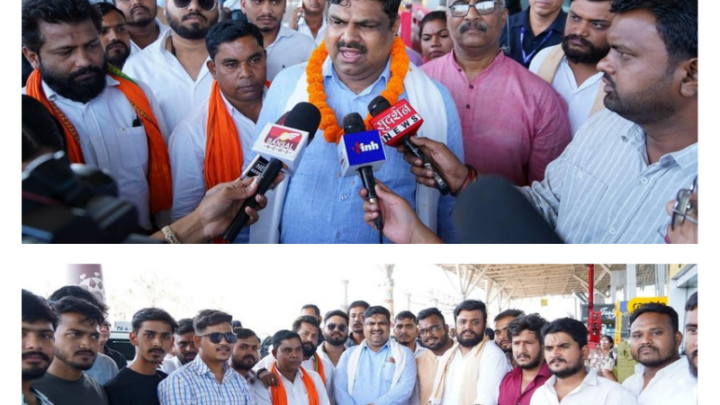 पश्चिम बंगाल से लौटे  मंत्री गजेन्द्र यादव का एयरपोर्ट पर भव्य स्वागत, भाजपा की जीत का जताया विश्वास