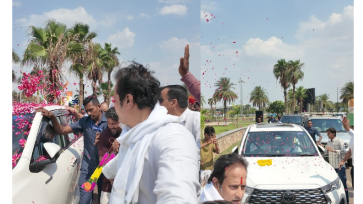 राहुल गांधी का रायपुर में भव्य स्वागत, विकास उपाध्याय ने फूलों की बौछार से किया अभिनंदन