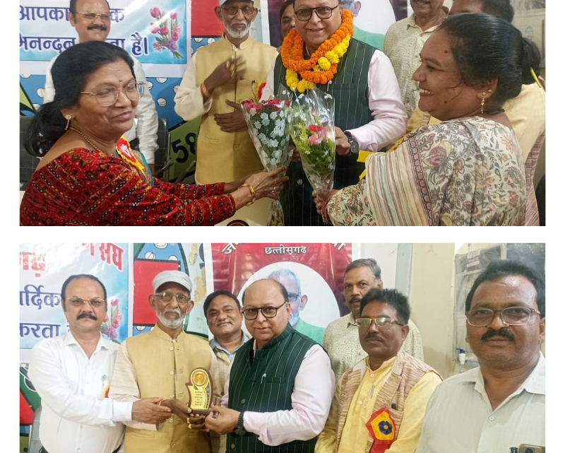 रायपुर में पर्यावरण प्रेमी मोहन वर्ल्यानी सम्मानितकर्मचारी संगठनों ने प्रकृति की ओर समिति के प्रदेश अध्यक्ष को किया सम्मानित