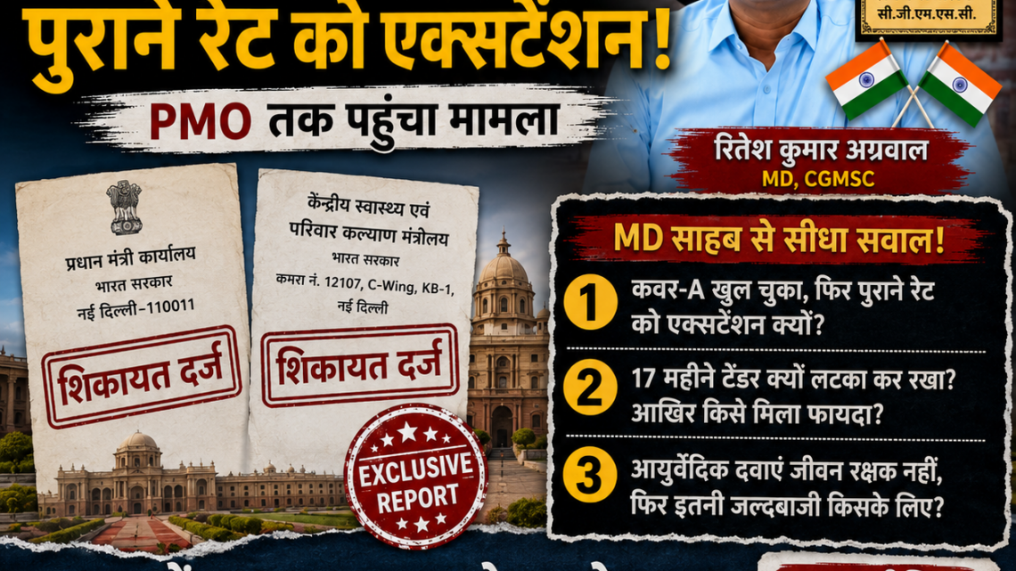 PMO को शिकायत: CGMSC में नया टेंडर और पुराना कॉन्ट्रैक्ट एक साथ, किसे फायदा?*