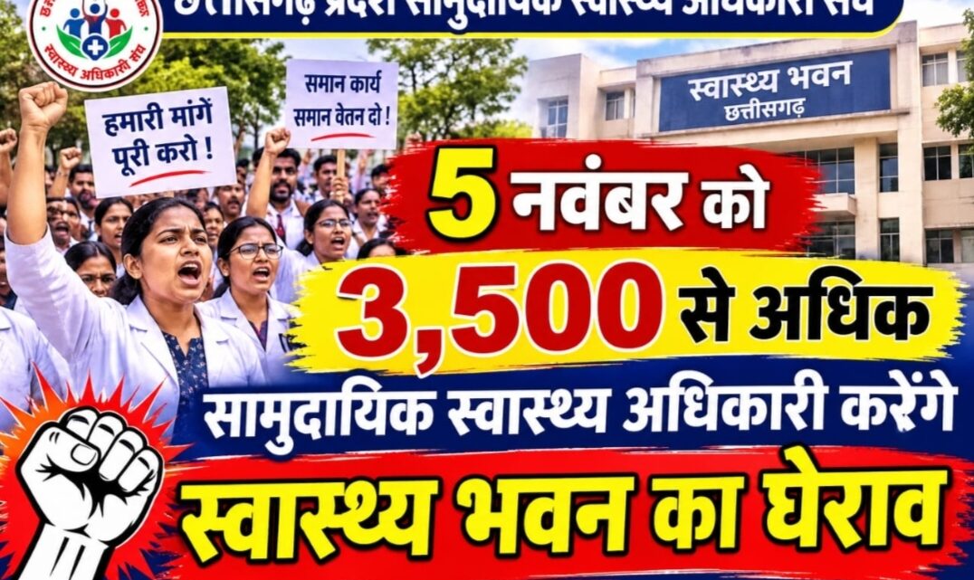 सरकार के खिलाफ लामबंद –  5 नवंबर को 3,500 से अधिक सामुदायिक स्वास्थ्य अधिकारी करेंगे स्वास्थ्य भवन का घेराव
